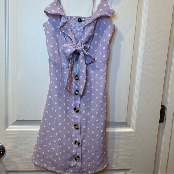 Lavender Polka Dot Dress - Picture 2 of 6
